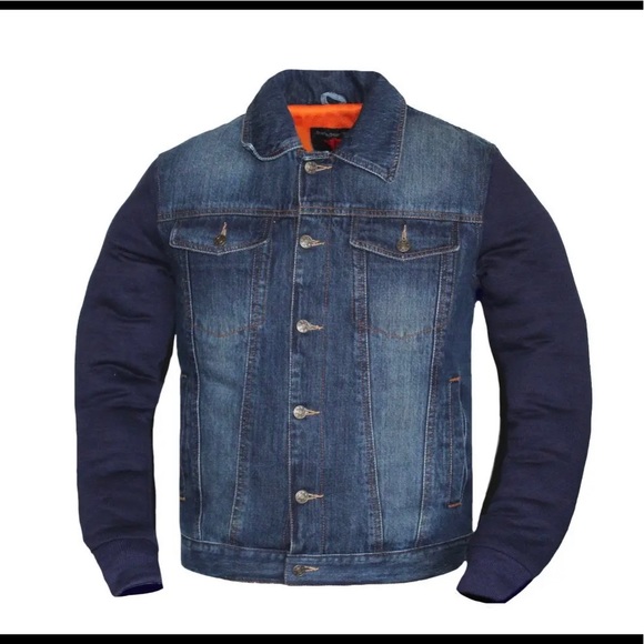 Men Motorcycle Removable Hood Denim Jacket Concealed Carry Armor - Picture 2 of 3